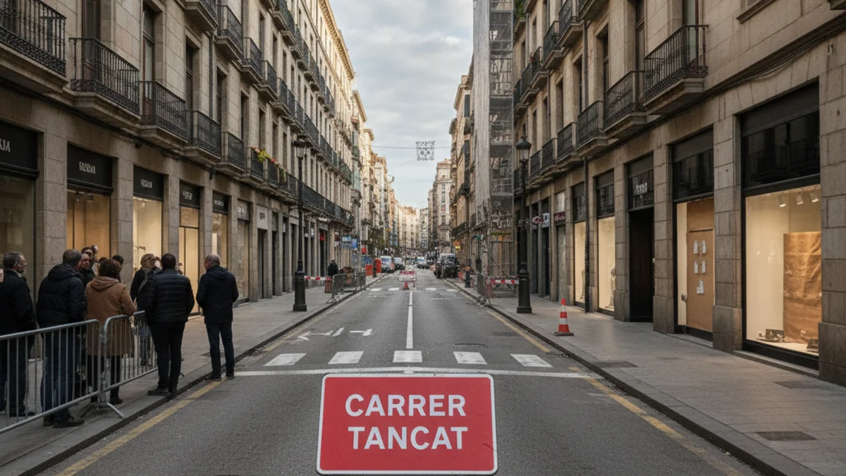 Imatge genèrica d'una carretera urbana amb locals comercials als laterals.