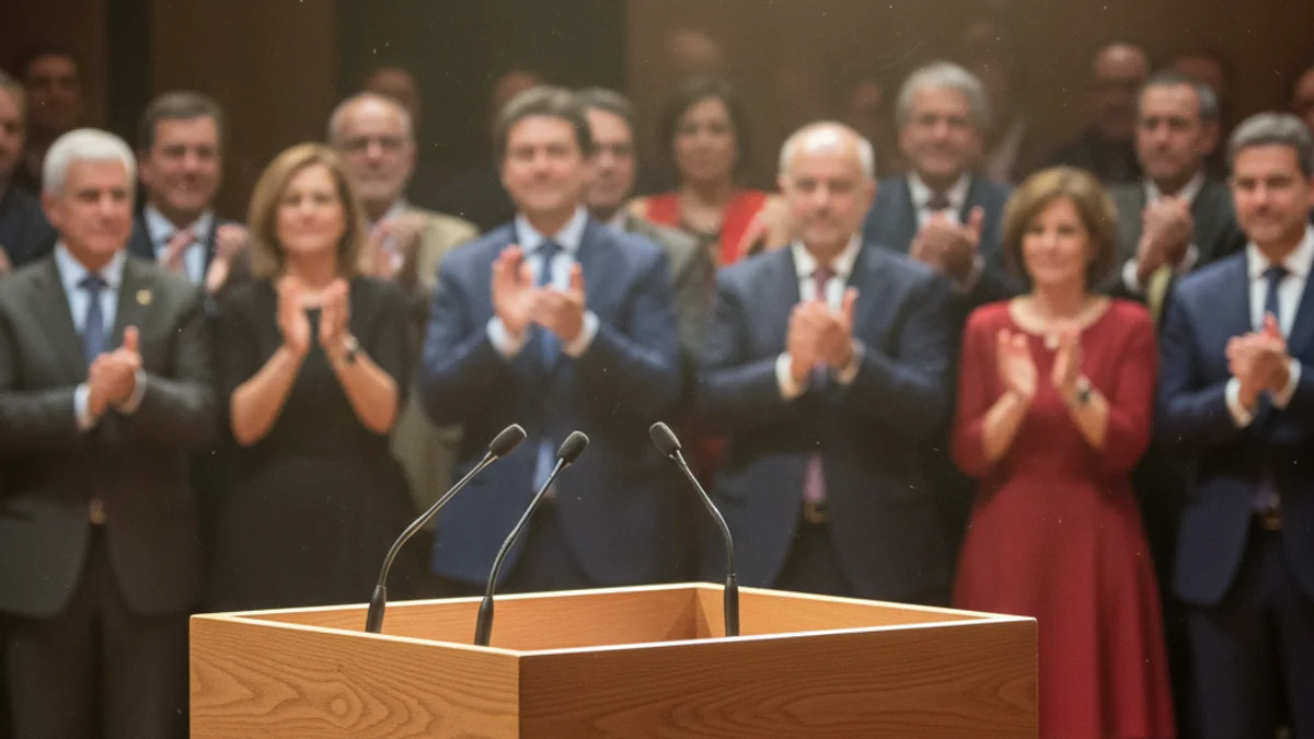 Imatge genèrica d'un escenari preparat per a una gala de lliurament de premis institucionals.