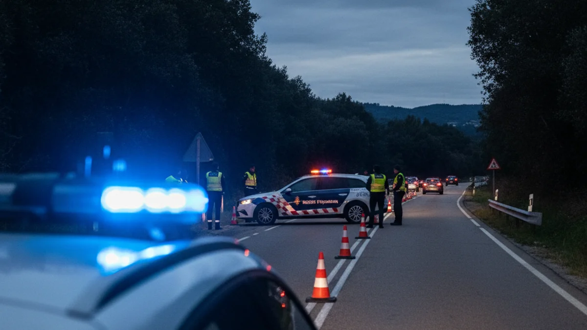 Generic image of a police checkpoint at night on a local road.