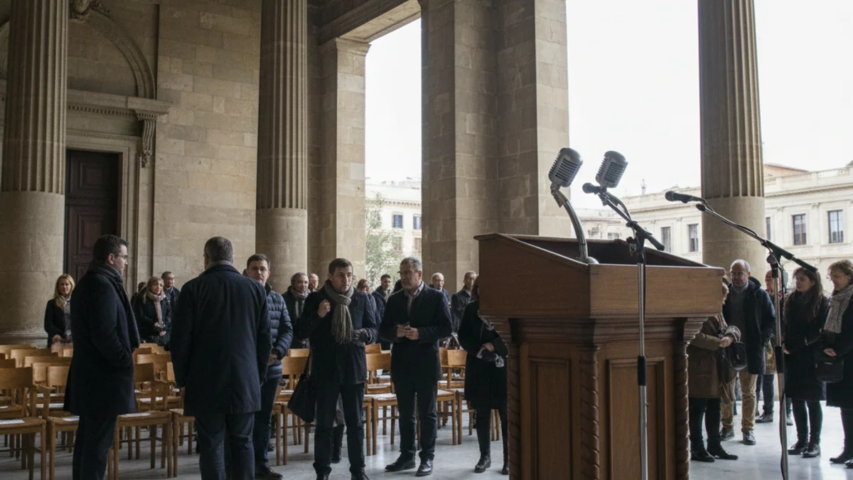 Imatge genèrica de la façana d'un edifici institucional militar a Barcelona.