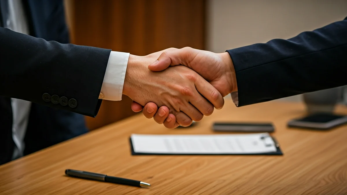 Imatge genèrica de dues mans encaixant sobre un escriptori, simbolitzant un relleu en la direcció d'una empresa.