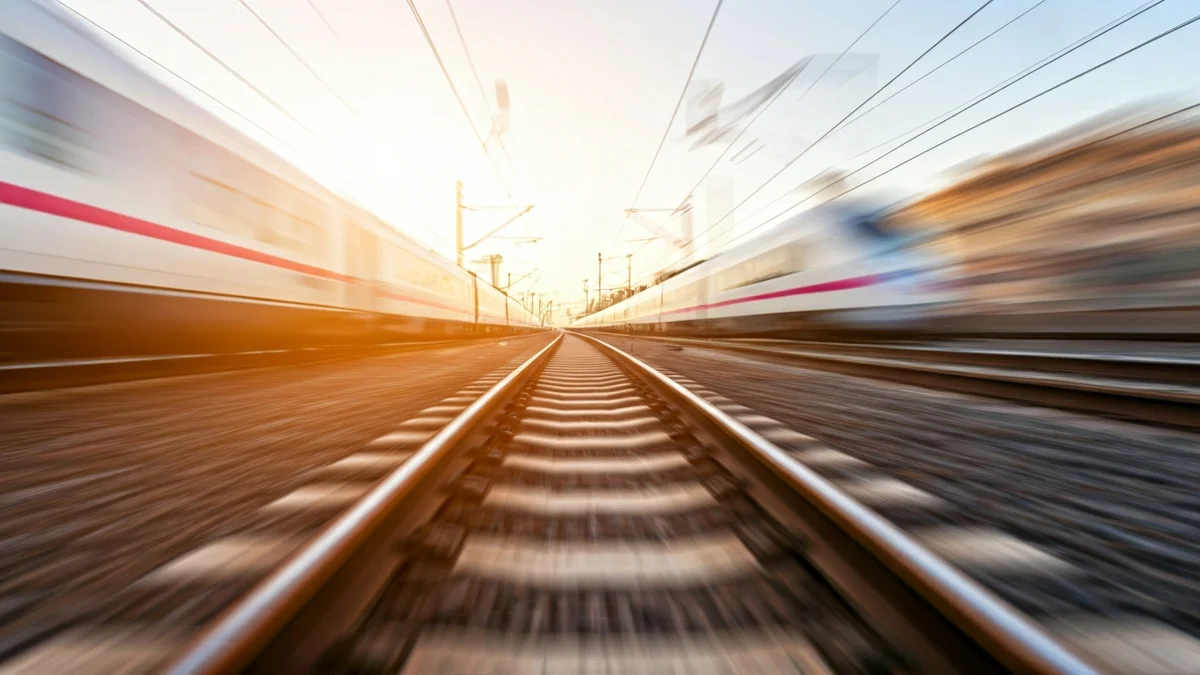 Generic image of a high-speed train track with a moving train in the background.