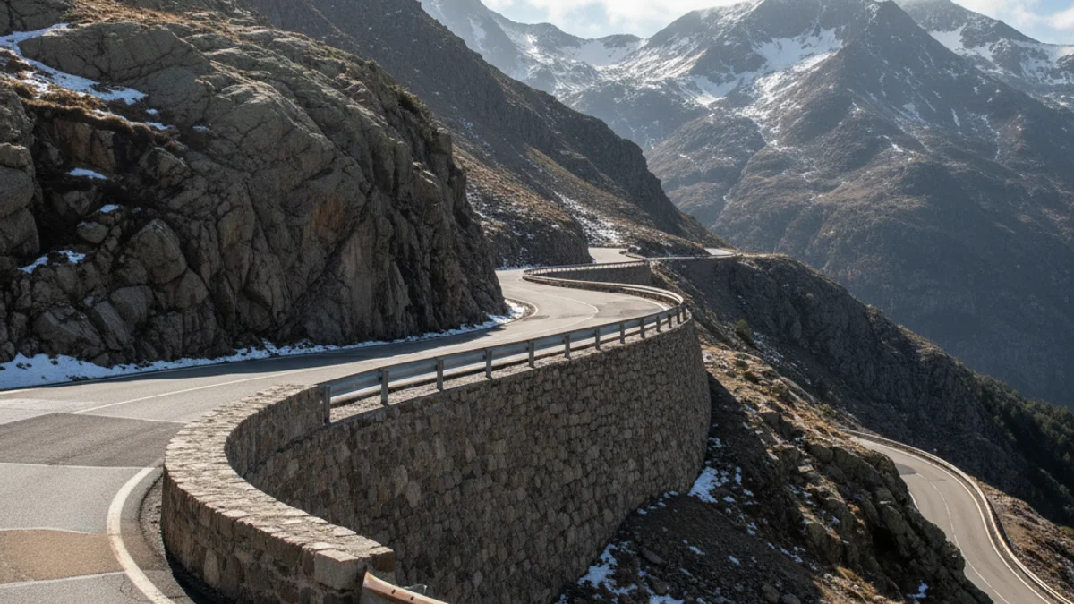 Generic image of the mountain road at the Bonaigua pass after repair works.