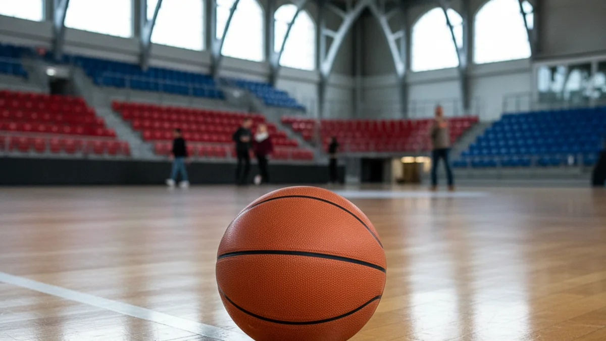 Imagen genérica de la cancha de baloncesto de un pabellón polideportivo.