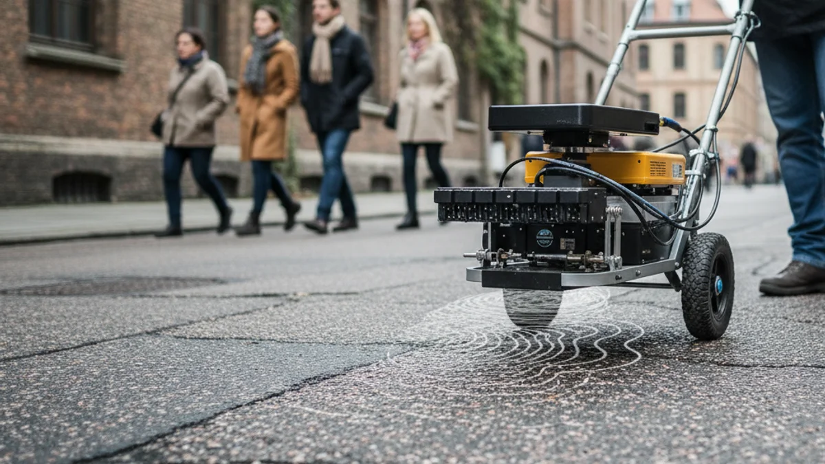 Imagen genérica de una prospección con georadar en una zona urbana para localizar estructuras subterráneas.