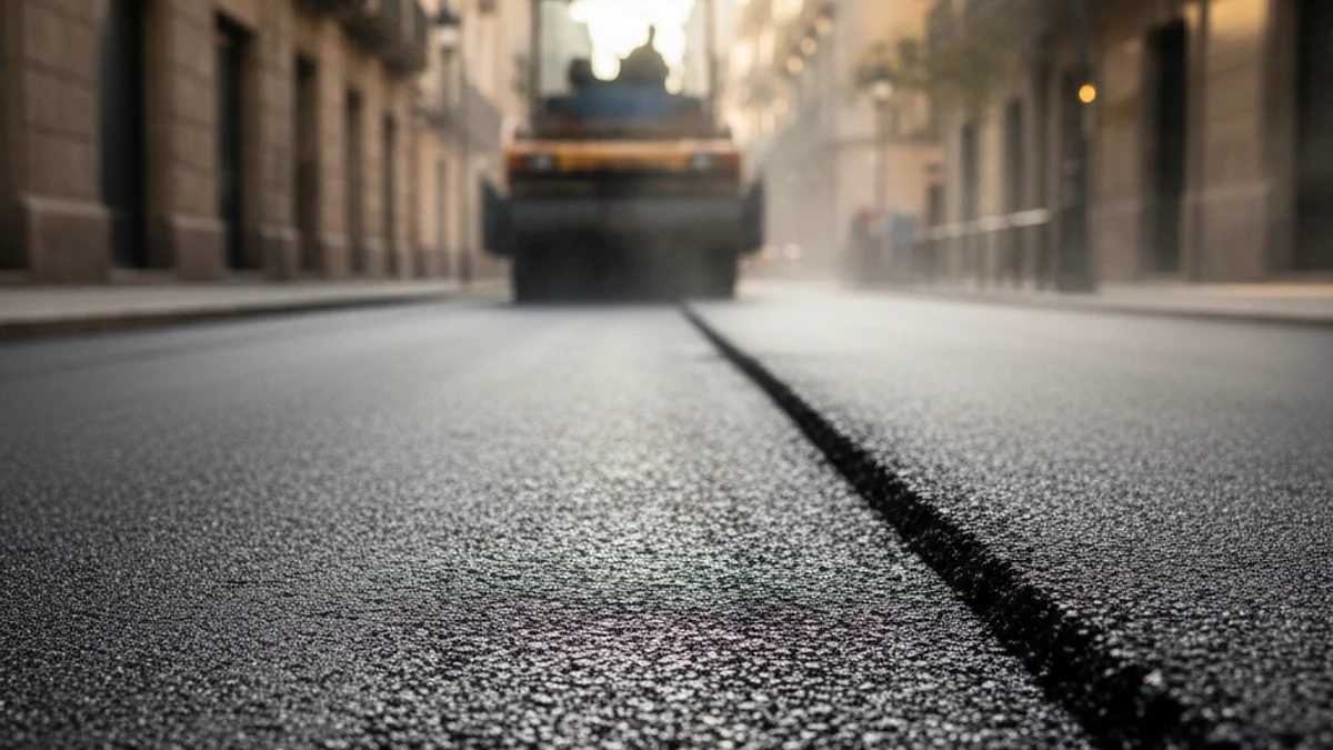 Imagen genérica de unas obras de pavimentación en una calle urbana.