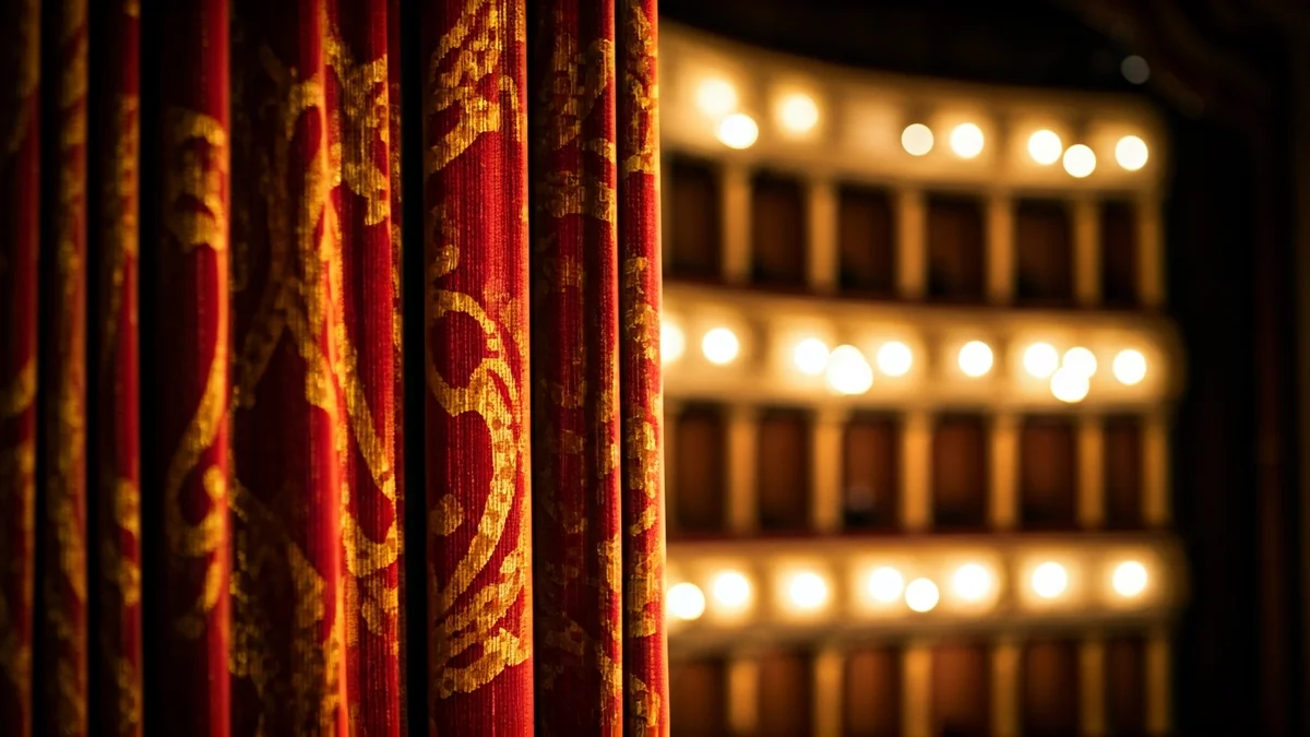 Imatge genèrica d'un teló de teatre amb il·luminació dramàtica.