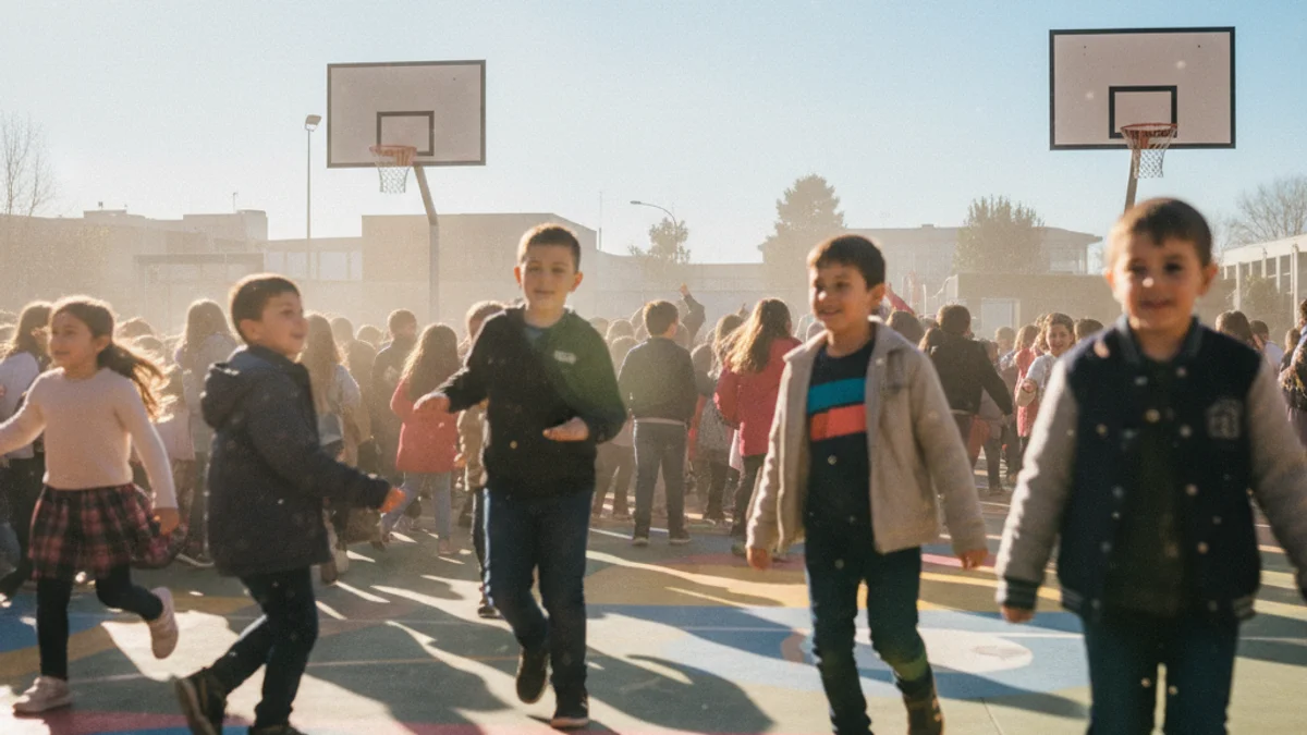 Generic image of a school playground with children playing during holidays.