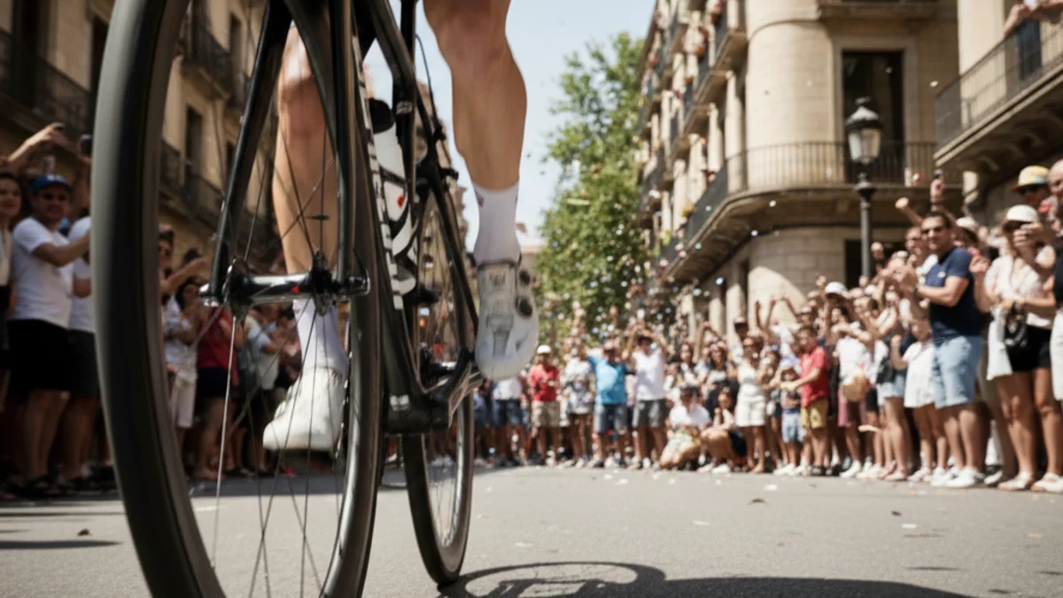 Imatge genèrica d'una competició de ciclisme de carretera durant un esprint.