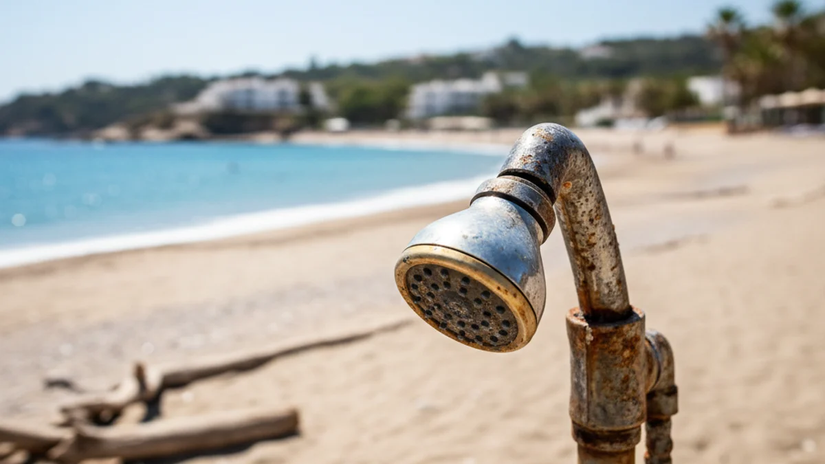 Imagen genérica de una ducha de playa cerrada por las restricciones de sequía.