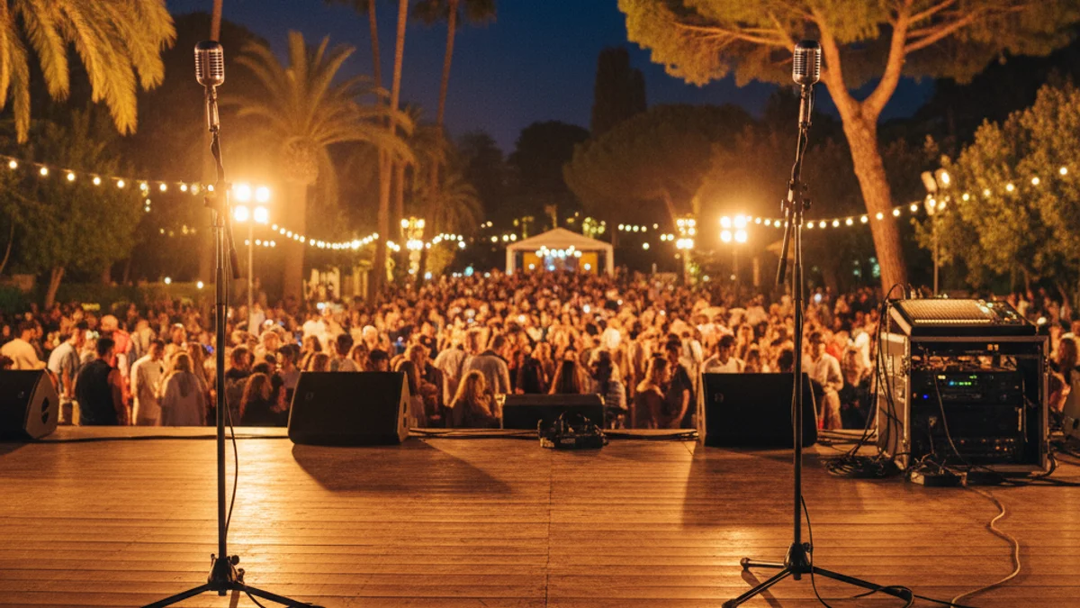 Imatge genèrica de l'escenari d'un festival de música a l'aire lliure durant una nit d'estiu.