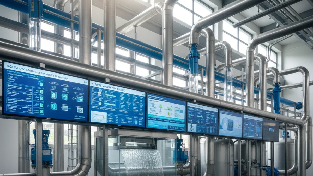 Imatge genèrica d'una planta de tractament d'aigua moderna amb tecnologia de digitalització.