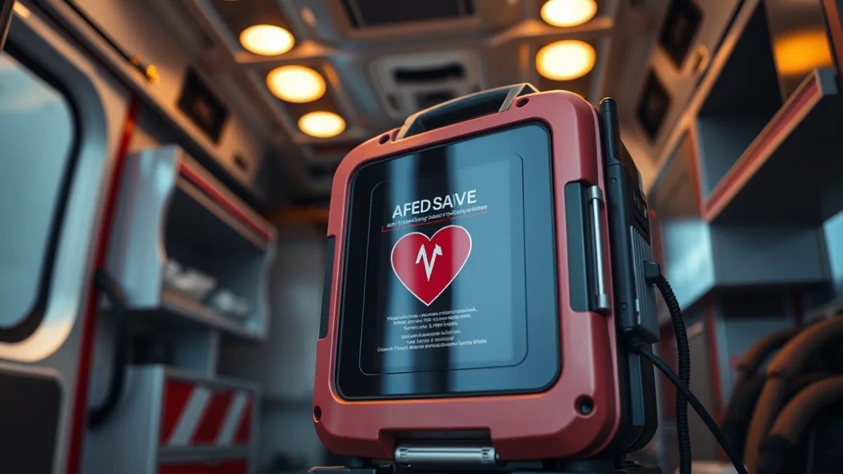 Imatge genèrica d'un desfibril·lador extern automàtic instal·lat en un vehicle de serveis.