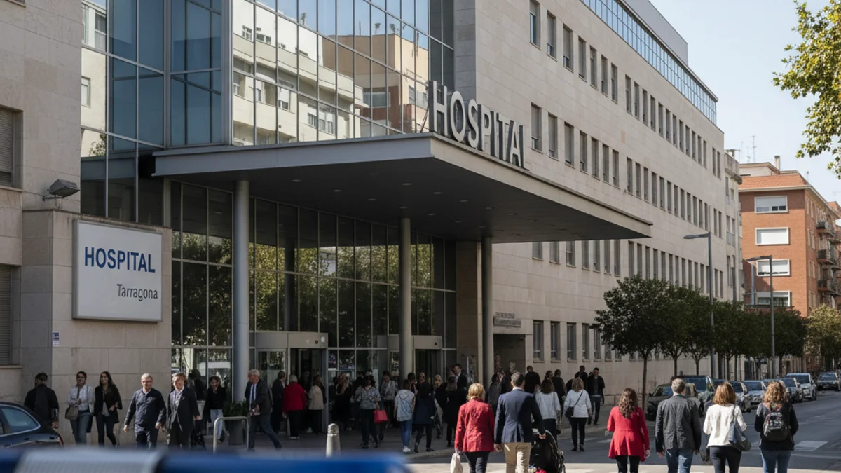 Imatge genèrica de l'exterior d'un centre hospitalari amb llums d'emergència.