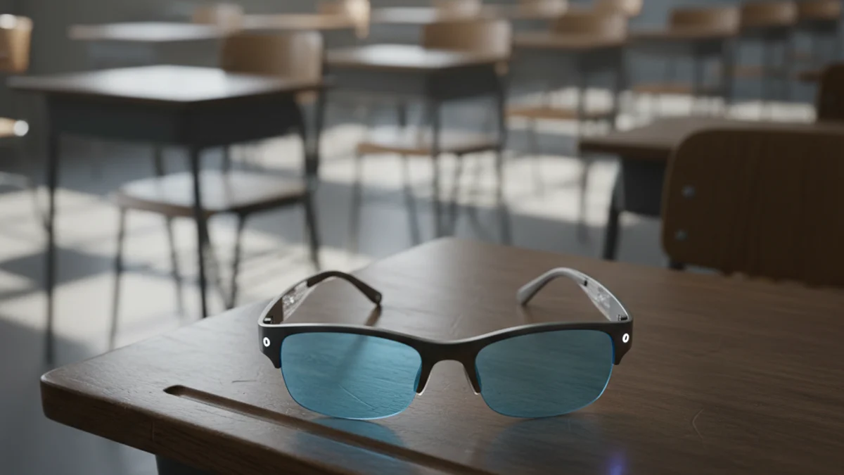 Imagen genérica de unas gafas de inteligencia artificial sobre una mesa de examen.