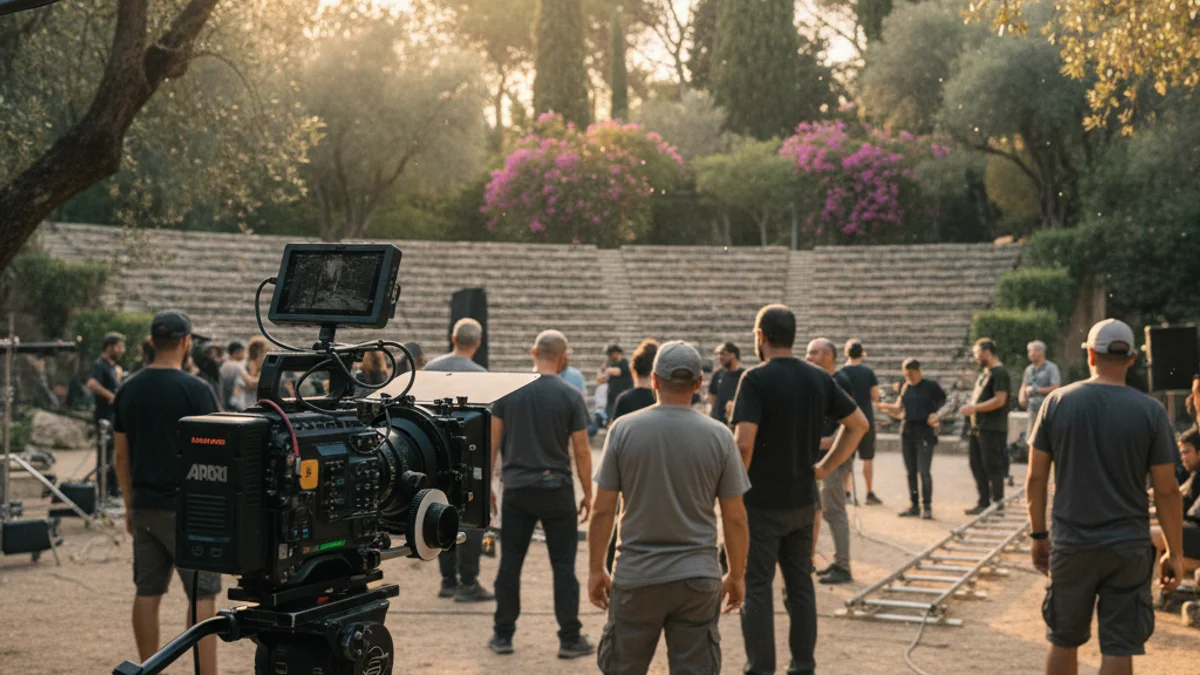 Imatge genèrica d'un rodatge audiovisual amb una càmera professional i equip tècnic.