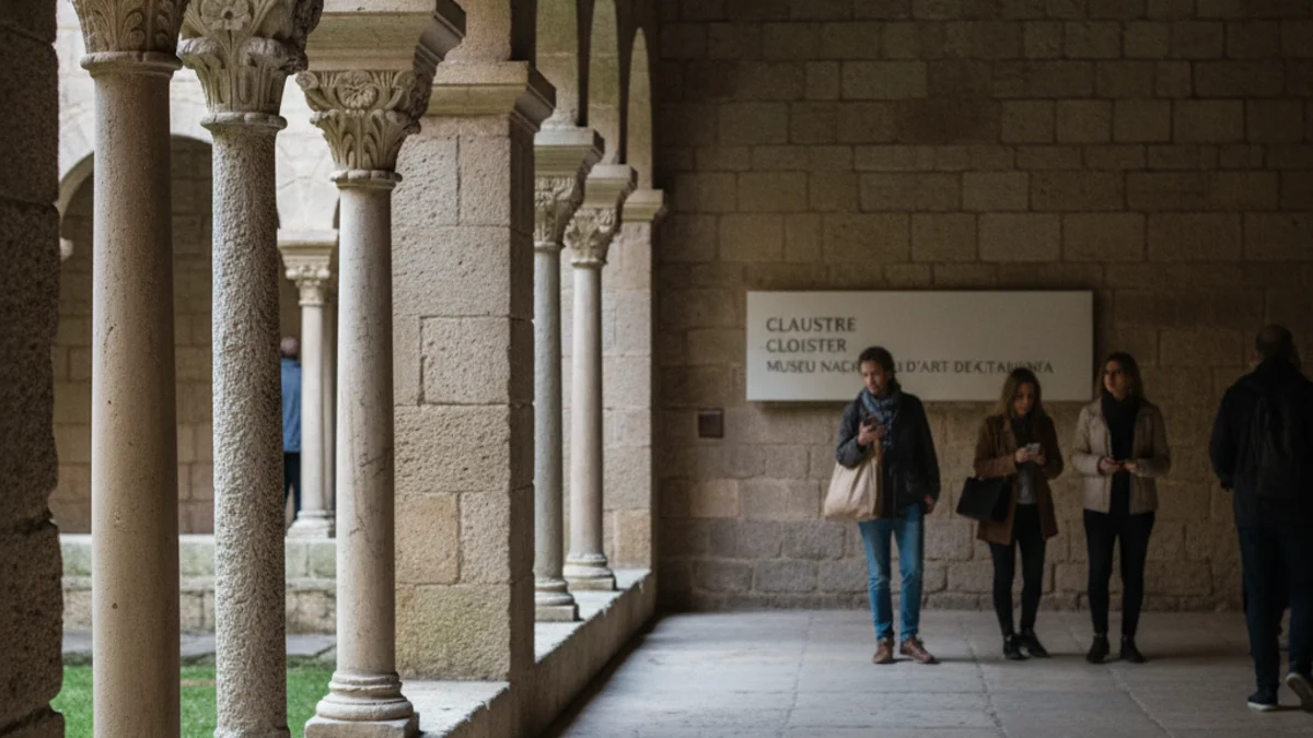 Generic image of a monastery cloister with stone arches and natural light.