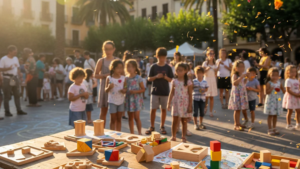 Imagen genérica de niños y familias participando en una yincana educativa al aire libre.