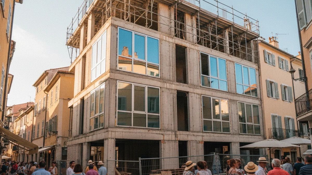 Generic image of a building under construction symbolizing urban renewal.