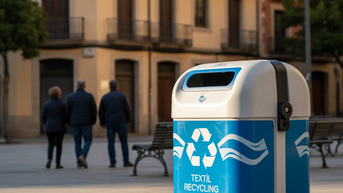Imatge genèrica d'un contenidor de reciclatge de roba en un carrer.