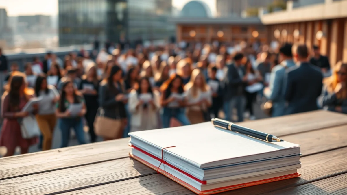 Imatge genèrica d'un grup de persones participant en un esdeveniment d'escriptura col·lectiva a l'aire lliure.