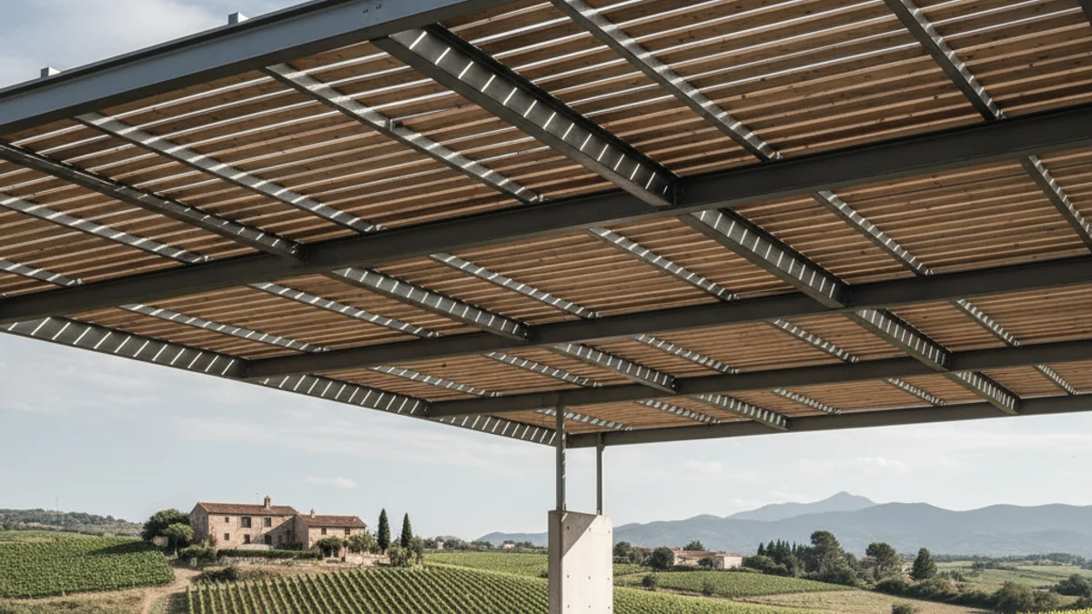 Imagen genérica de una cubierta moderna para una pista polideportiva exterior.