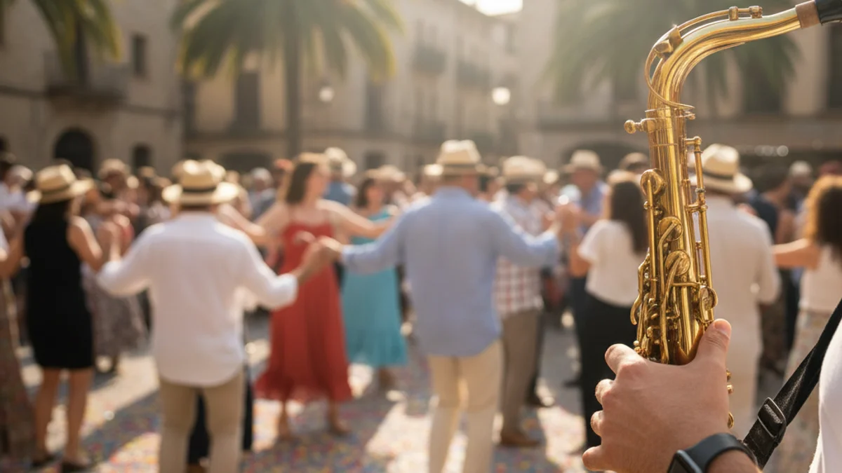 Generic image of a festive celebration in a Catalan village square.