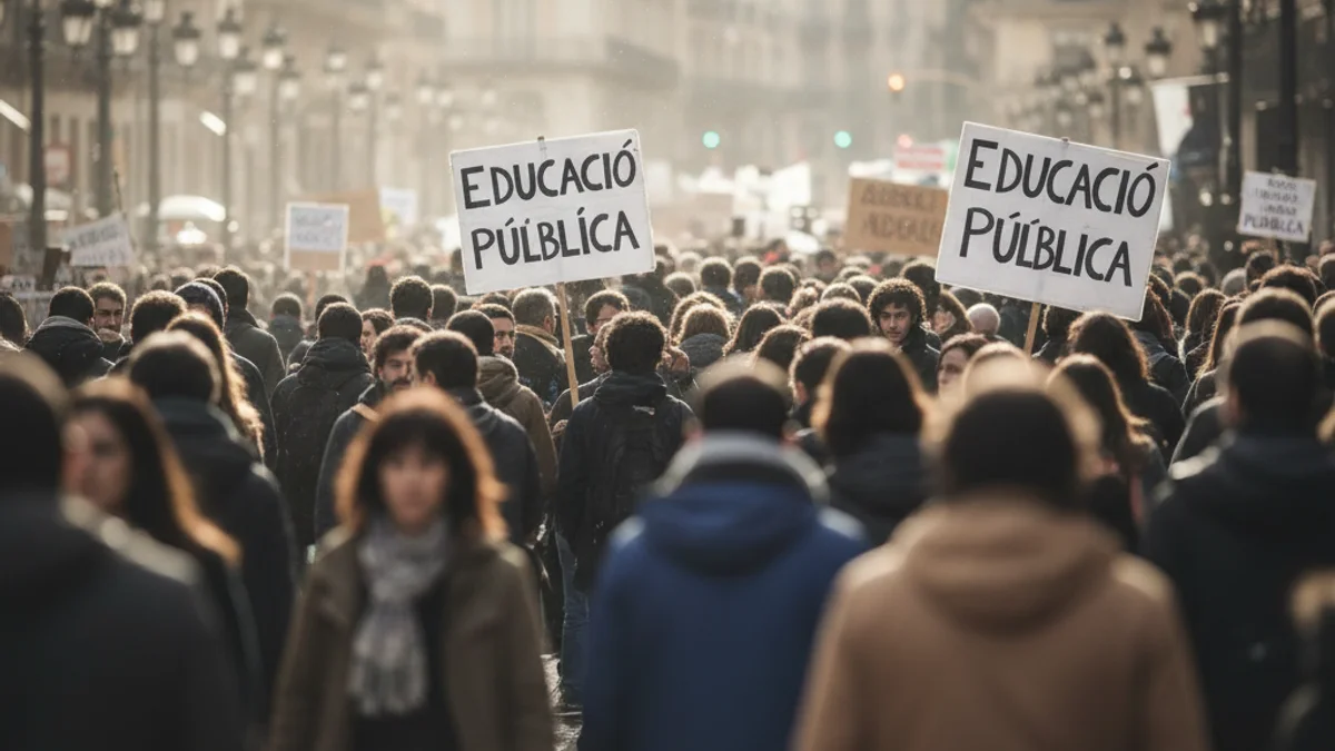 Imatge genèrica d'una manifestació del sector educatiu amb pancartes reivindicatives.