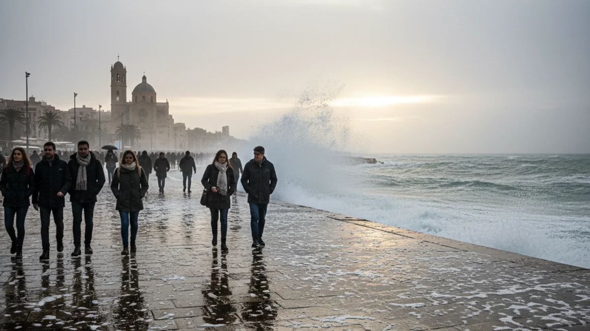 Generic image of the Sitges seafront promenade with the Mediterranean Sea in the background.