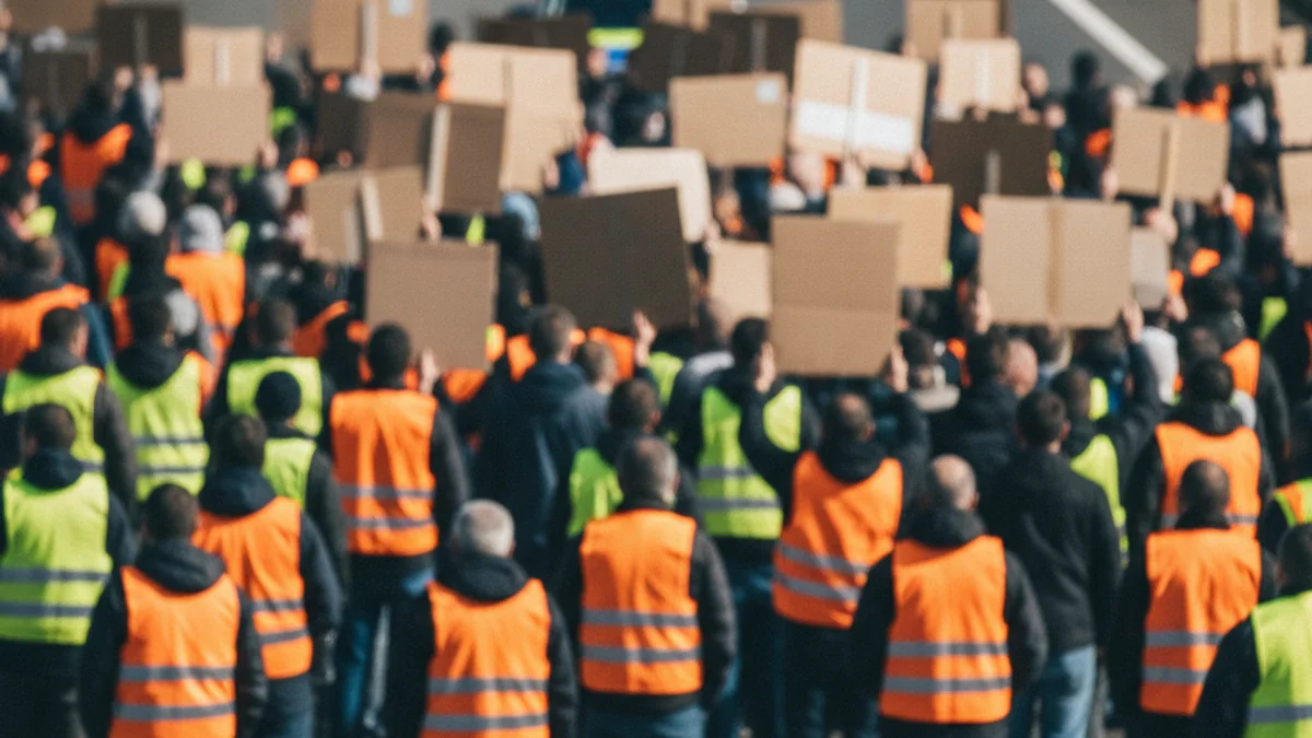 Imagen genérica de una manifestación con cortes de tráfico en una carretera catalana.