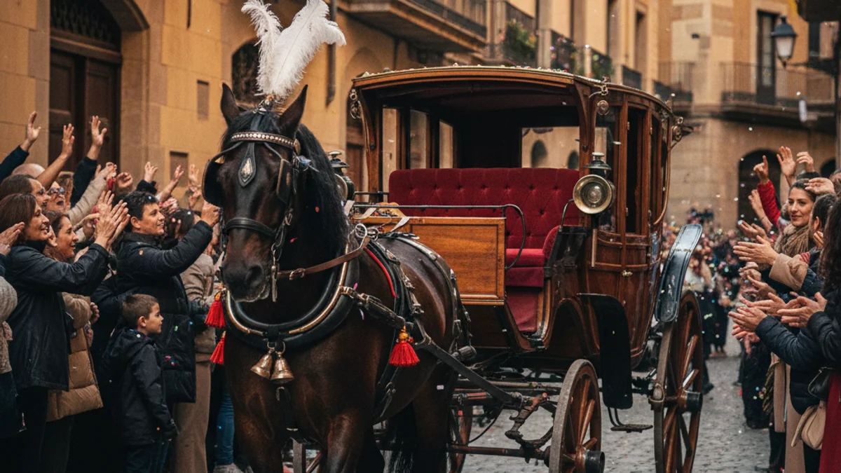 Generic image of a traditional horse-drawn carriage during a festive parade.