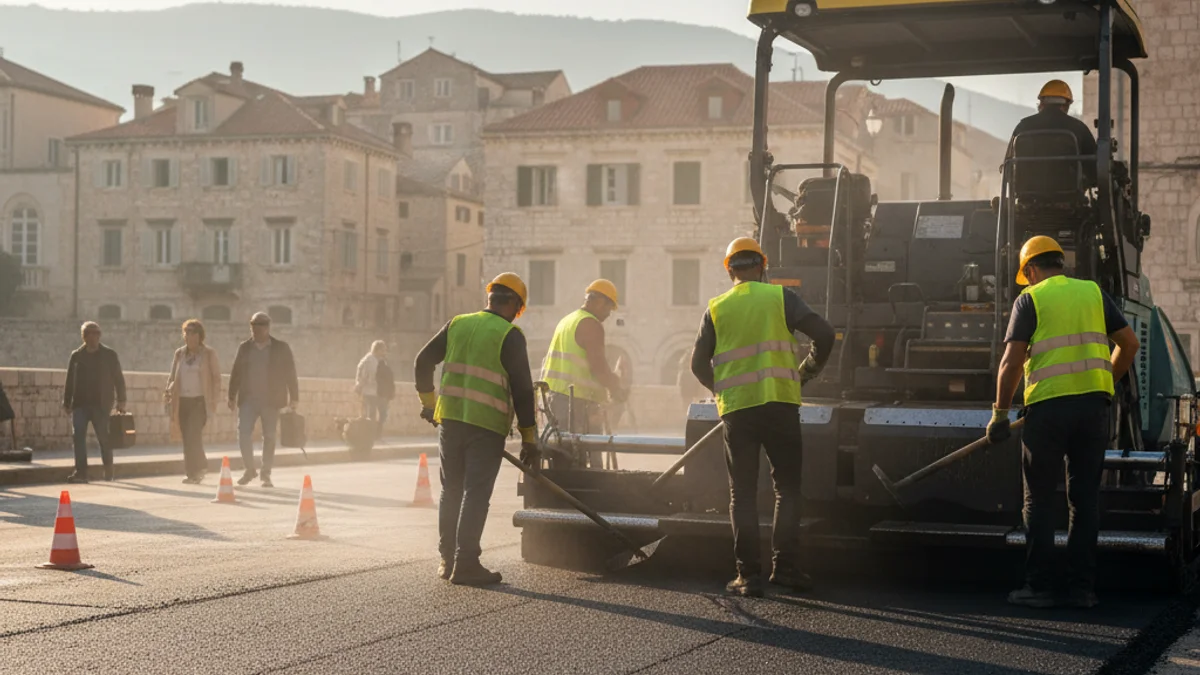 Generic image of road paving works on a city street.