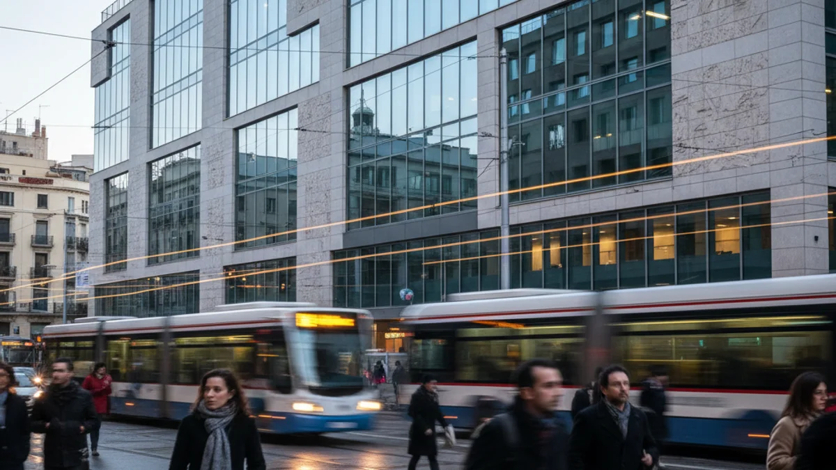Generic image of a modern office building facade in the center of Tarragona.