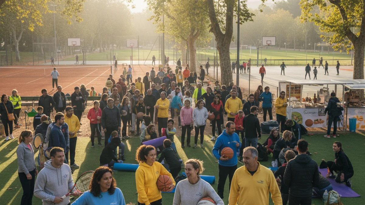Generic image of a sports park with equipment for practicing various physical disciplines outdoors.
