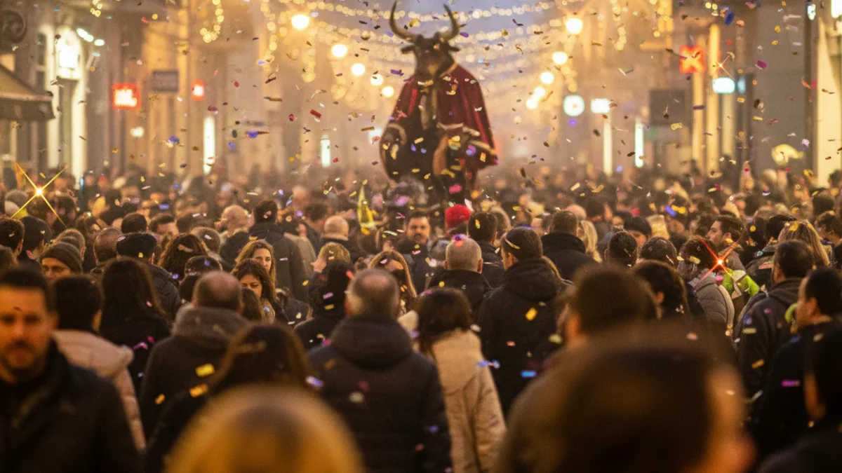 Imatge genèrica d'una celebració de cultura popular al carrer amb gent i elements festius.