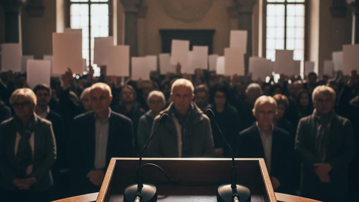 Imatge genèrica d'una sala de plens municipal amb un ambient de debat polític.