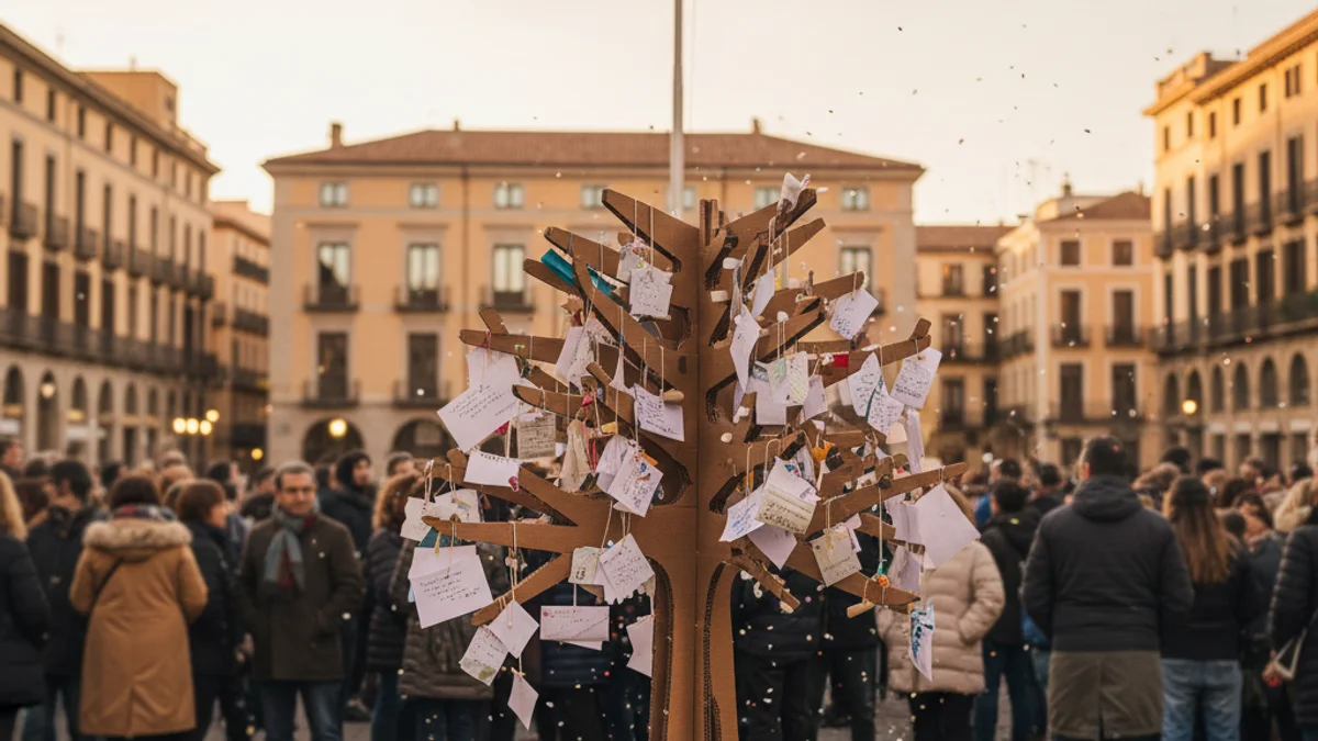 Imagen genérica de una concentración ciudadana en una plaza pública para reclamar la paz.