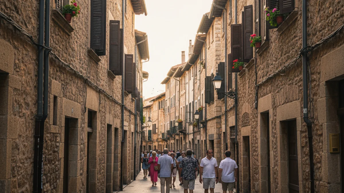 Generic image of a street with traditional facades and well-kept street furniture.