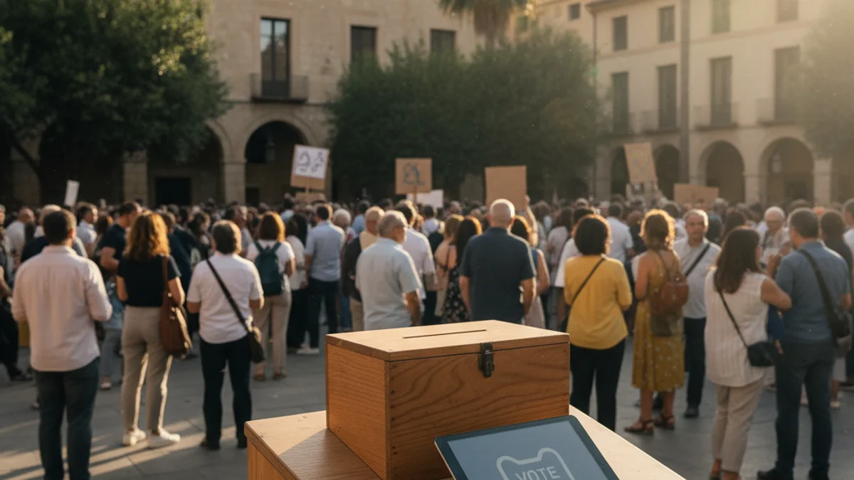 Imagen genérica de una urna de participación ciudadana en una plaza pública.