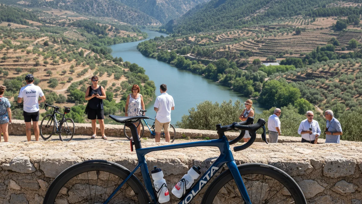 Generic image of a road racing bicycle with a landscape background resembling the Ebro region.