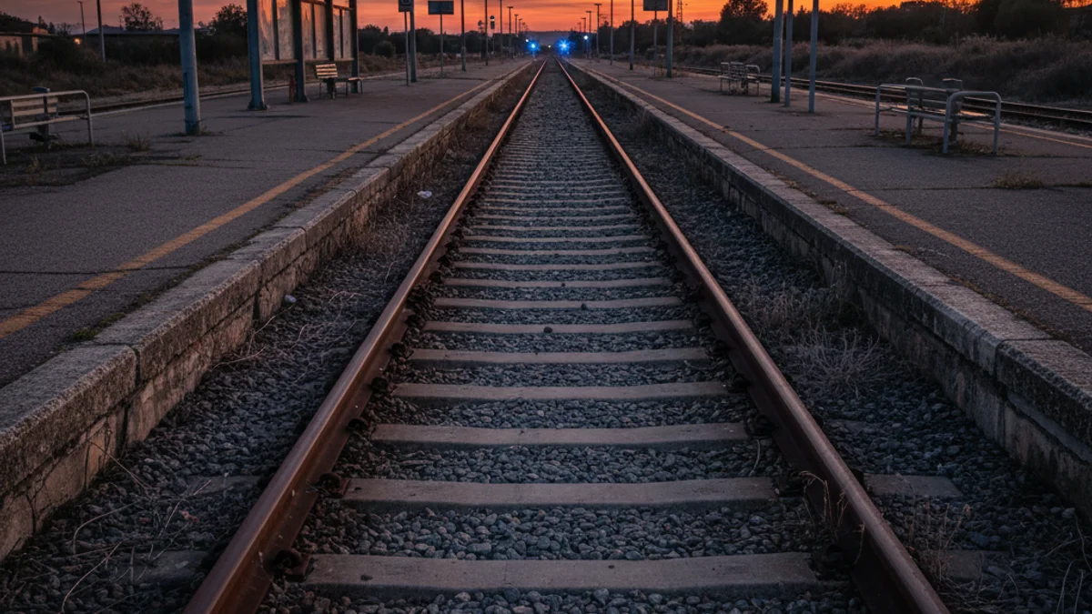 Imatge genèrica d'una via de tren que es perd a l'horitzó en una estació regional.