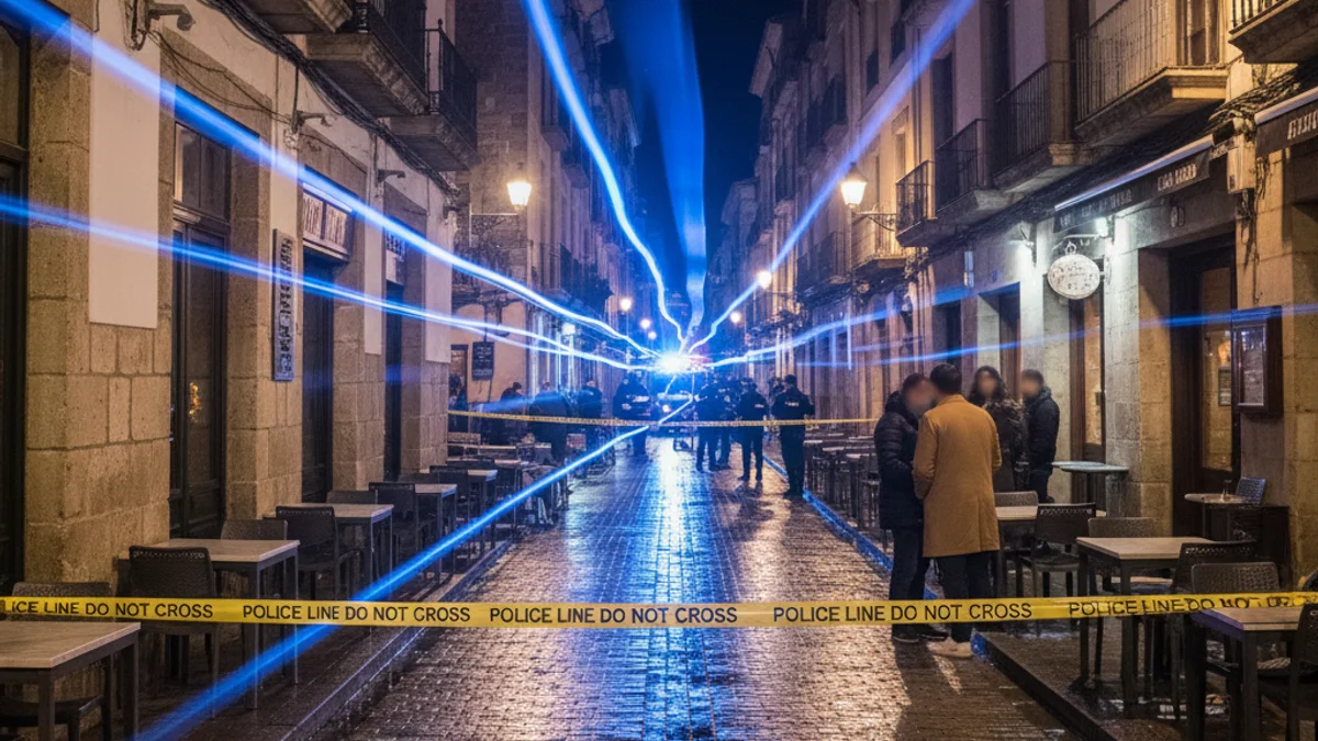 Imatge genèrica d'un carrer tallat per un operatiu policial nocturn amb llums d'emergència.