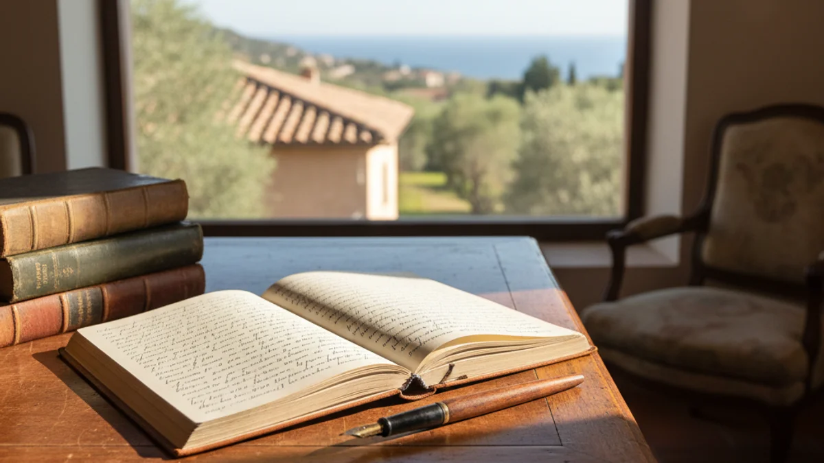 Imatge genèrica d'un escriptori amb llibres i una llibreta, simbolitzant l'espai de creació literària.