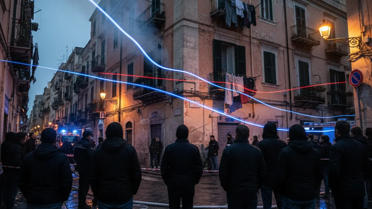 Generic image of emergency services deployed in front of a residential building during a fire.