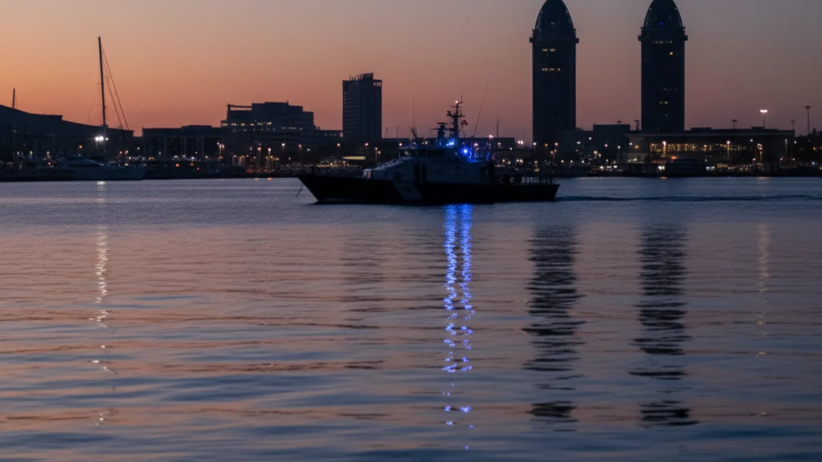 Imatge genèrica del Port Olímpic de Barcelona durant les tasques de recerca al mar.