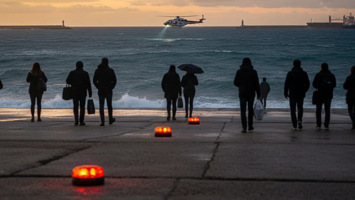 Generic image of a rescue helicopter flying over the coast during a search operation.