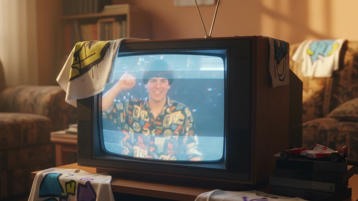 Imatge genèrica d'un televisor antic mostrant una emissió dels anys noranta en un entorn nostàlgic.
