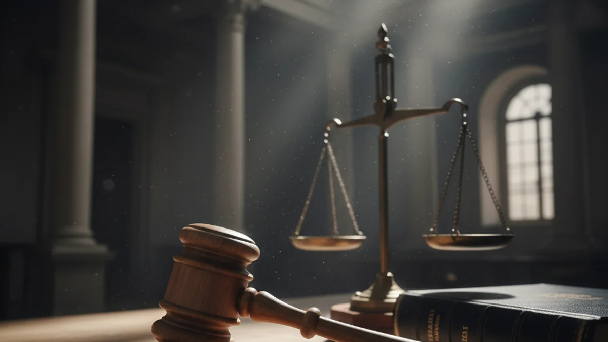 Imagen genérica de un mazo de juez en una sala de vistas judicial.