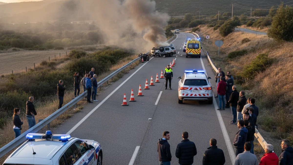 Imatge genèrica de serveis d'emergència treballant en una carretera tallada per un accident.