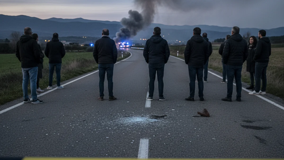 Imatge genèrica d'una carretera tallada amb llums d'emergència i presència policial després d'un accident.